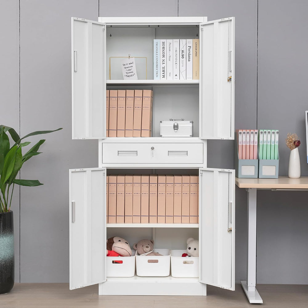 Metal Storage Cabinet, 71" H x 28" W x 16" D Locking Storage C...