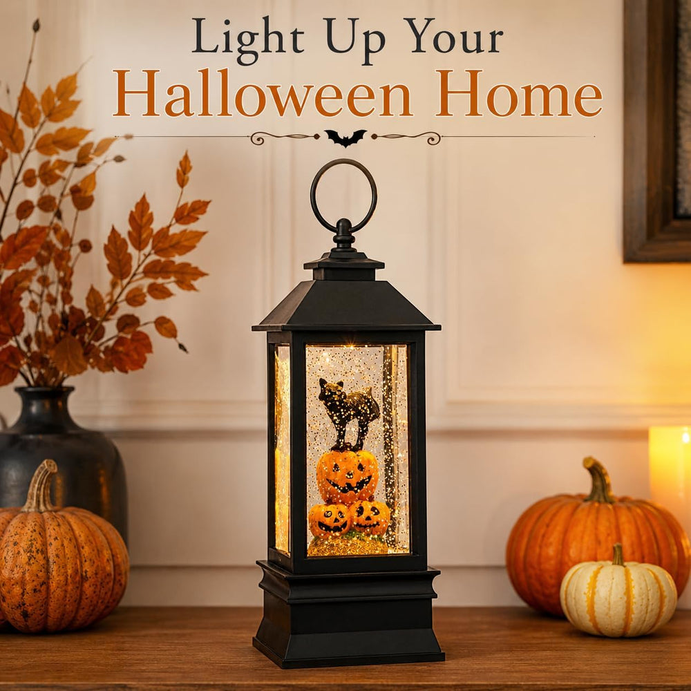 10'' Halloween Snow Globe Lantern Lighted Musical Water Lantern Spook...