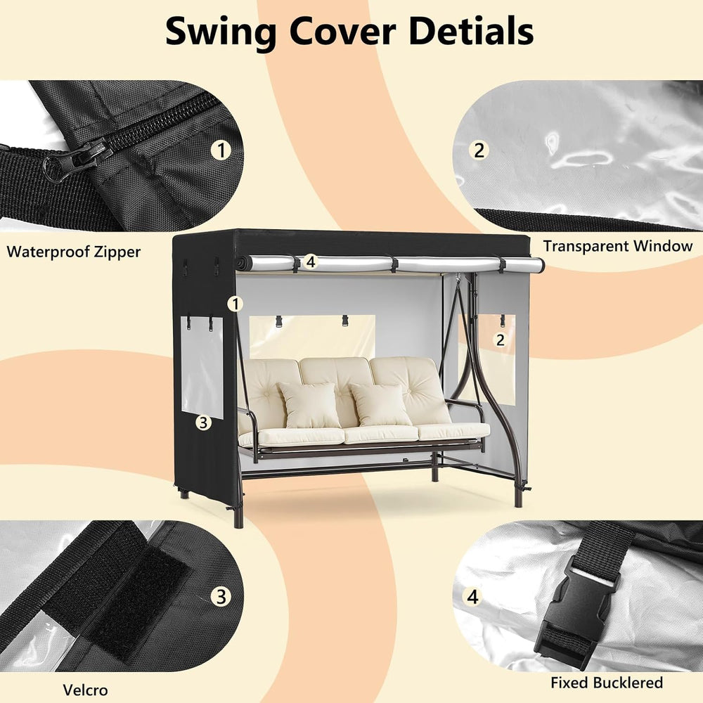 COSHNIBI Outdoor Swing Cover,3-Seat Patio Swing Chair Covers,Can be Used With...