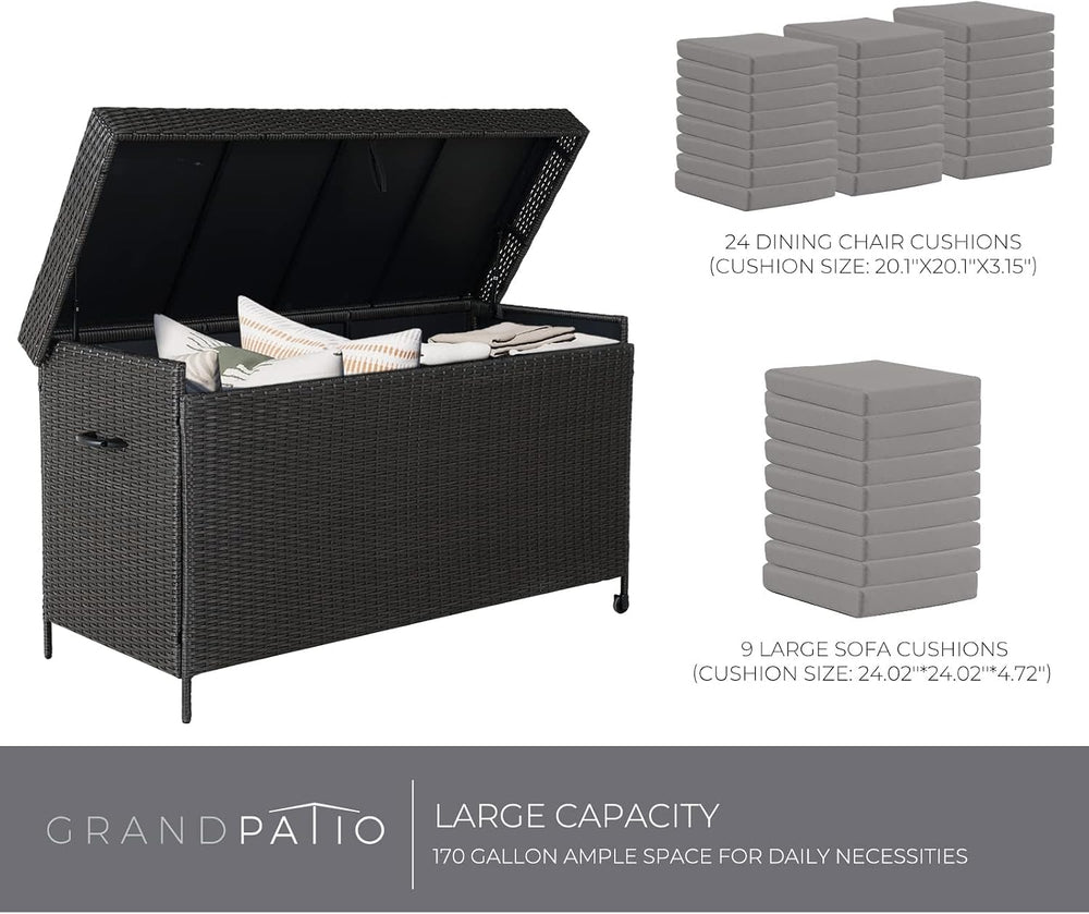 Grand patio 170 Gallon Deck Storage Box Deck Box Outdoor Storage Box Indoor W...