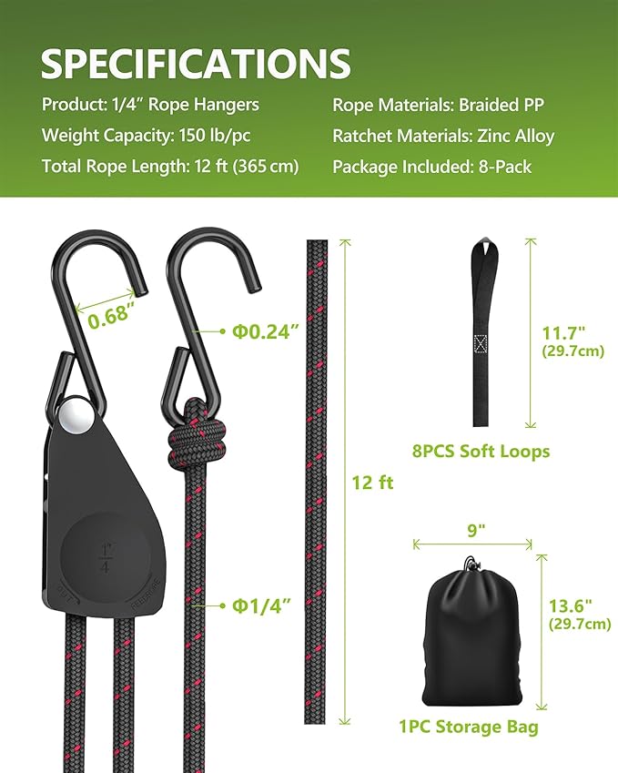 Kayak Straps Tie Downs 8 Pack Set, Roof Rack Straps Adjustable Ratchet Tie Do...