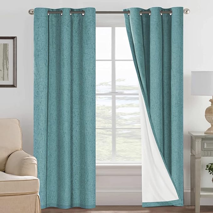 H.VERSAILTEX Primitive Linen Curtains 100% Blackout Curtain Drapes Burlap Fab...