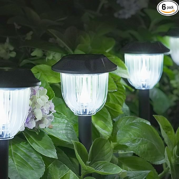 AOSEA LED Solar Lights for Outside,12000K 6 Pack Solar Lights Outdoor IP65 Wa...