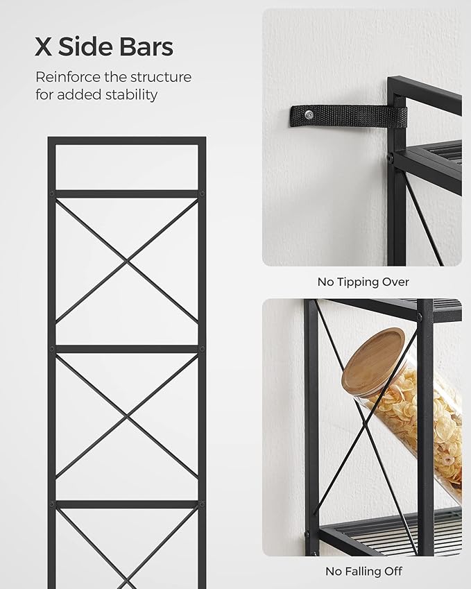 SONGMICS 5-Tier Metal Storage Rack, Shelving Unit with X Side Frames, Dense M...