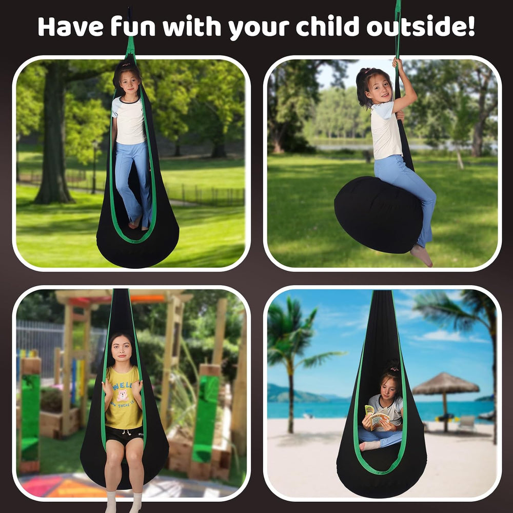 Sensory Pod Swing Hanging Seat Hammock Chair (Black)