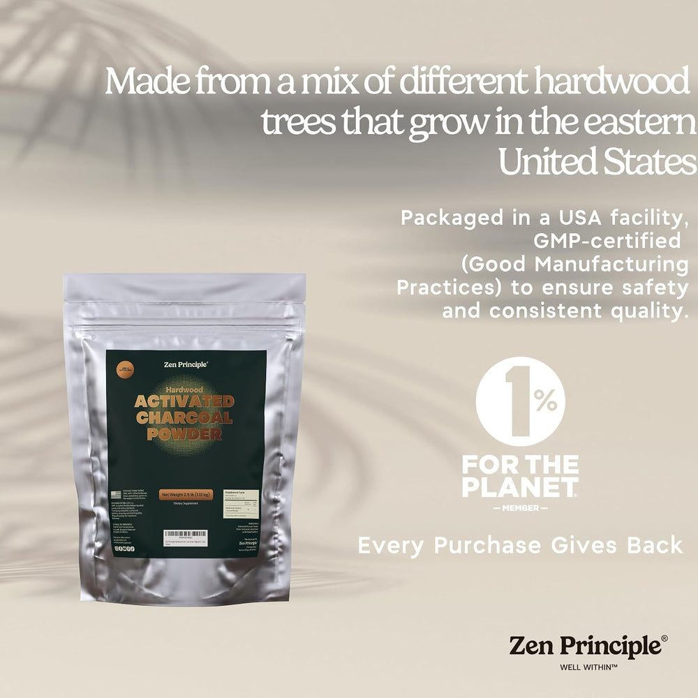 Zen Principle Hardwood Activated Charcoal Powder 100 Percent from USA Trees. ...