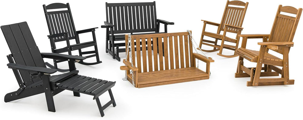 HIPS Patio Glider with Cup Holders, Durable Poly Lumber Material, All-Weather...