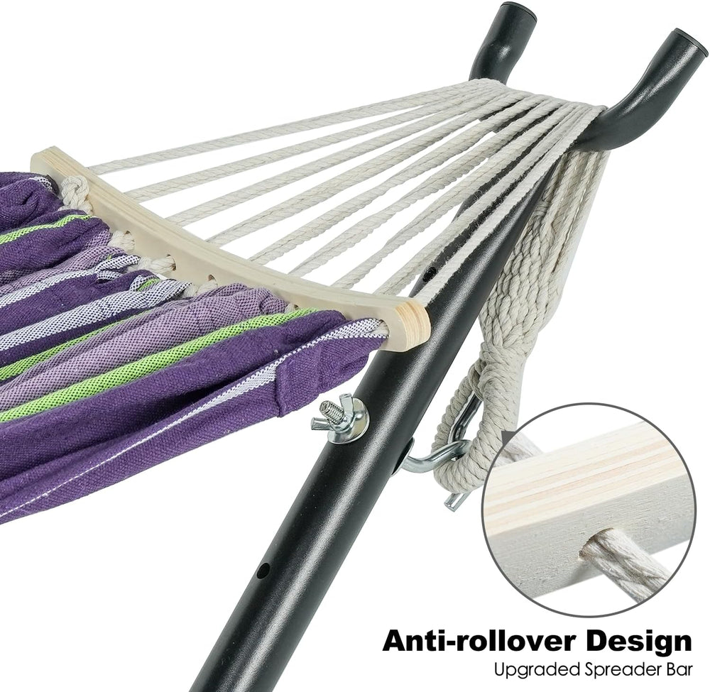GAFETE Double Hammocks with Stand for Outside, Max 600lbs, (Purple)