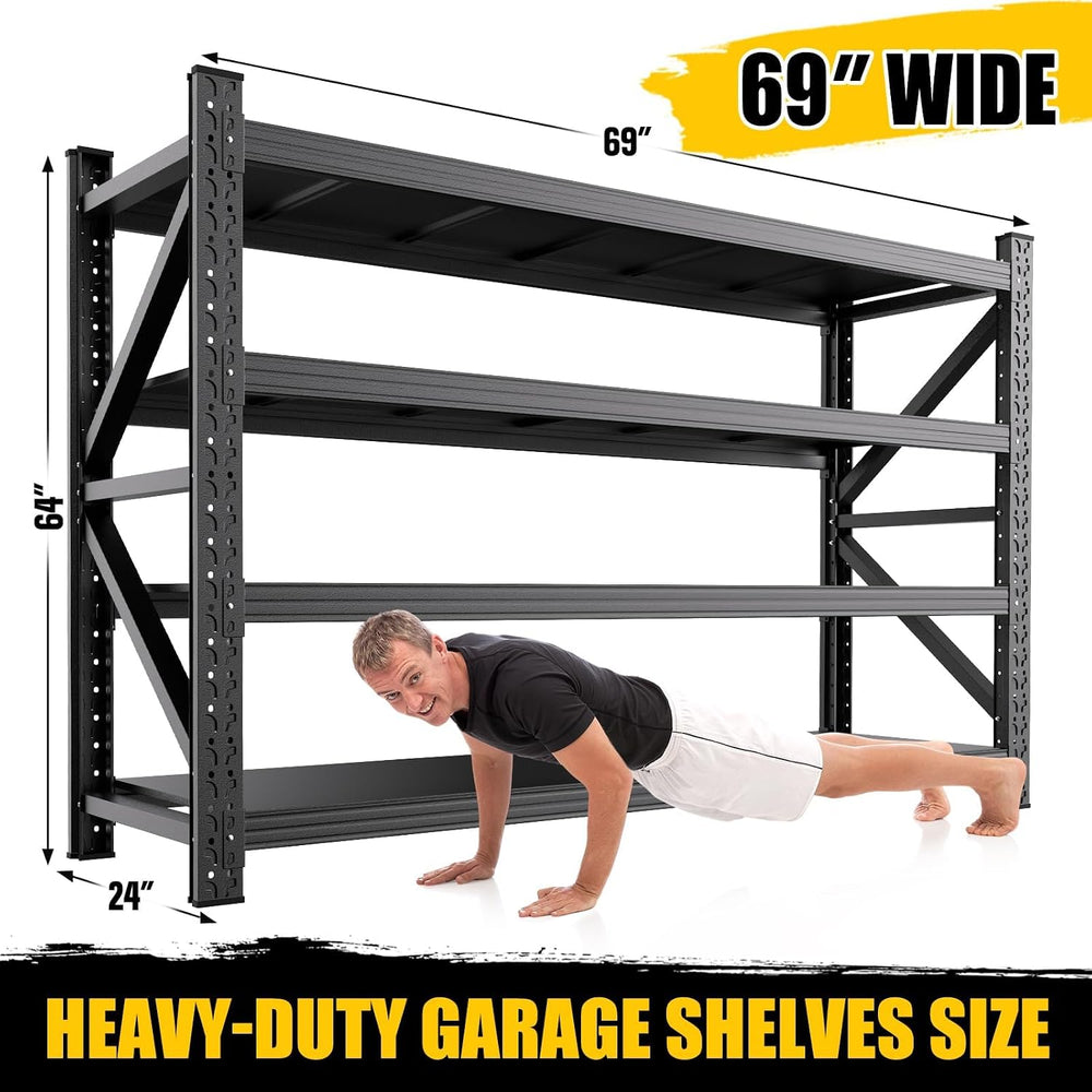 64"H Heavy Duty Storage Shelves, 4T Adjustable Garage Shelving Unit