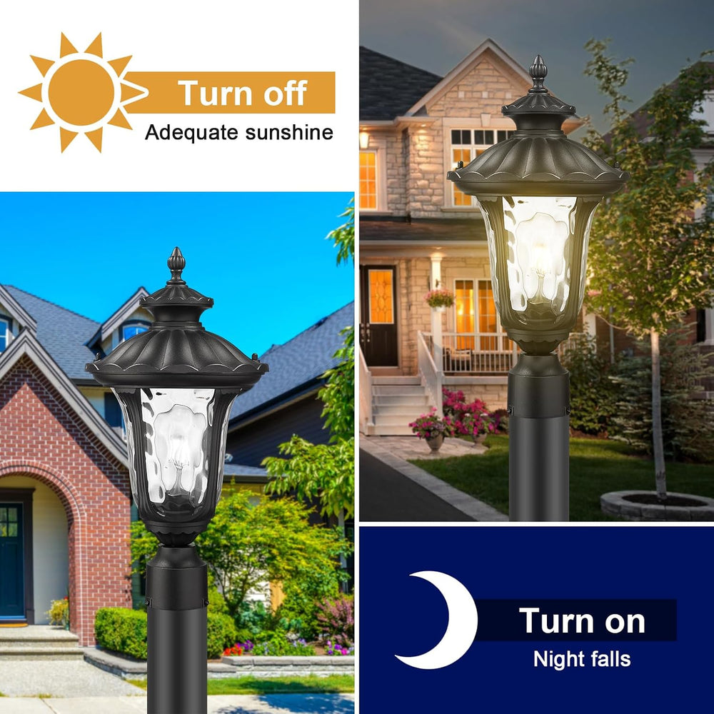 Outdoor Post Lights Fixtures, 18'' Medium Black Aluminum Waterproof a...