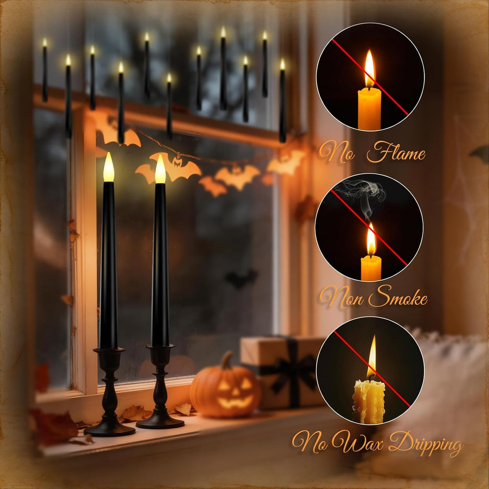 Homemory 20PCS Black Floating Candles with Wand Remote, Flameless Hanging Tap...