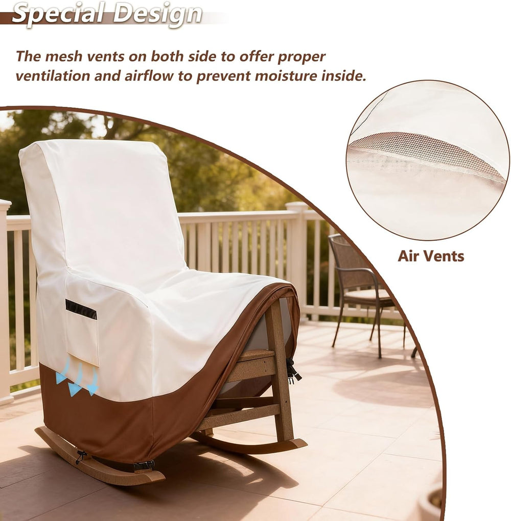 Outdoor Rocking Chair Covers, 600D Heavy Duty Waterproof Patio Recliner Chair...