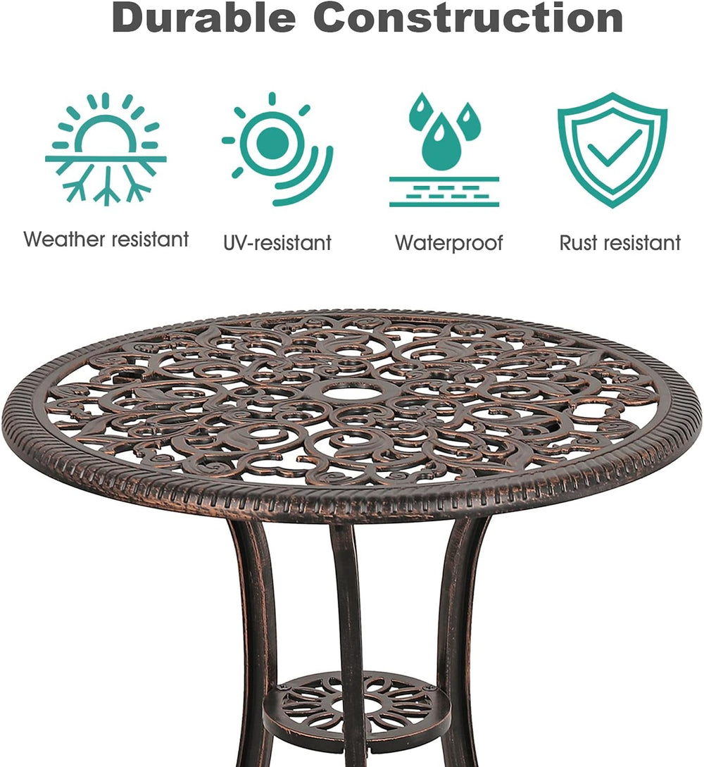 COBANA 3 Piece Outdoor Bistro Set, Patio Dining Retro Table and Chairs