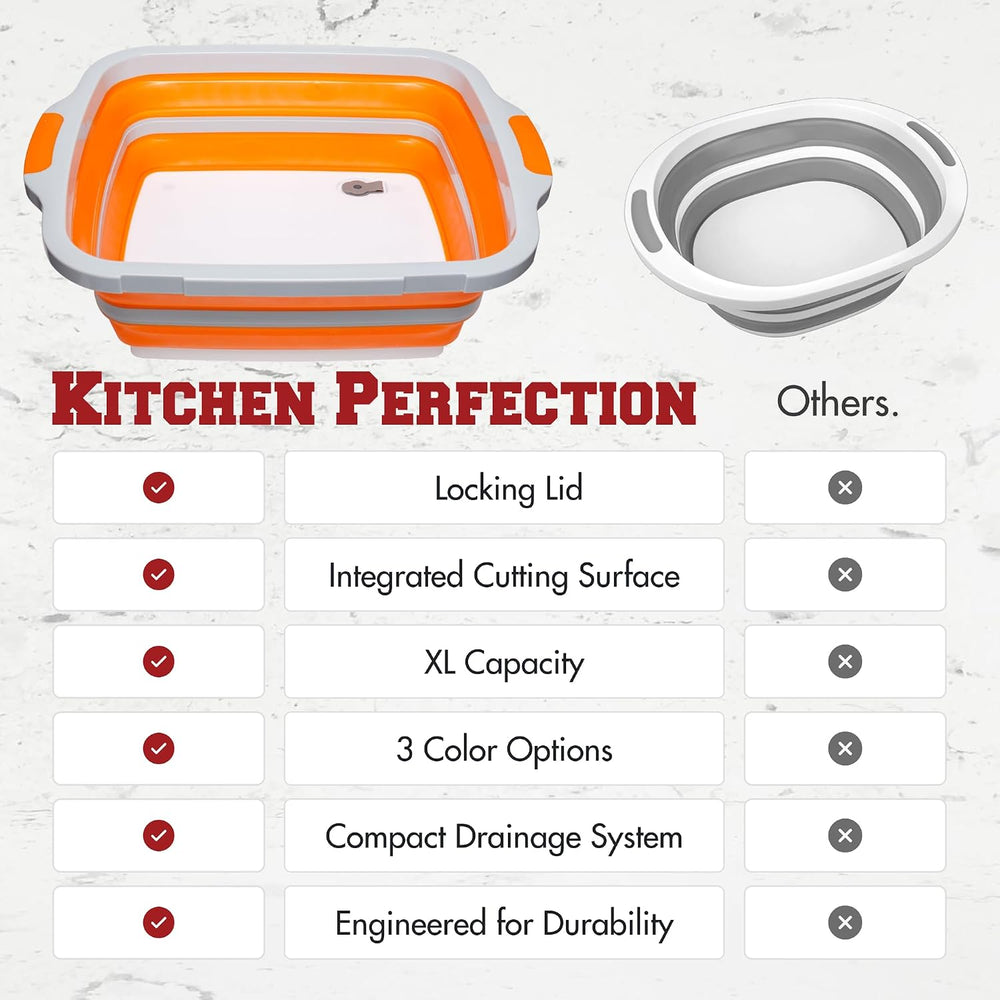 Collapsible XL Smoker & BBQ Prep Tub with Locking Lid | Includes Cutting ...