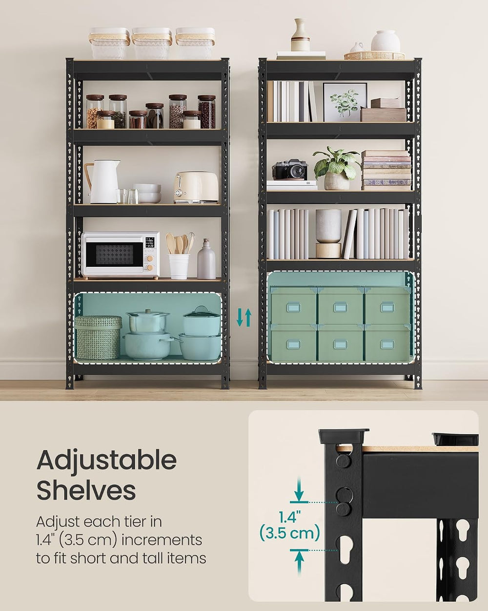 SONGMICS 5-Tier Boltless Storage Shelves, Adjustable, Load 2310 lb