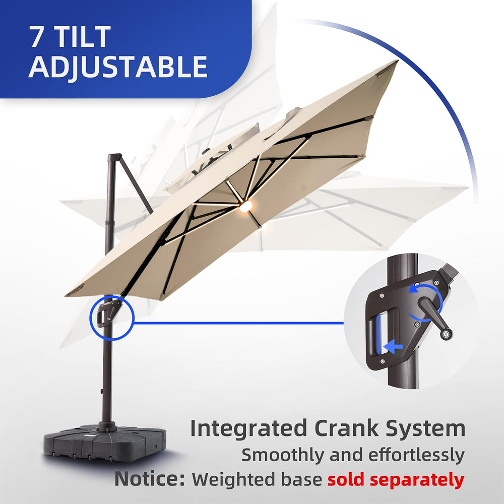 9 X 12 FT Cantilever Patio Umbrella with Led Lights
