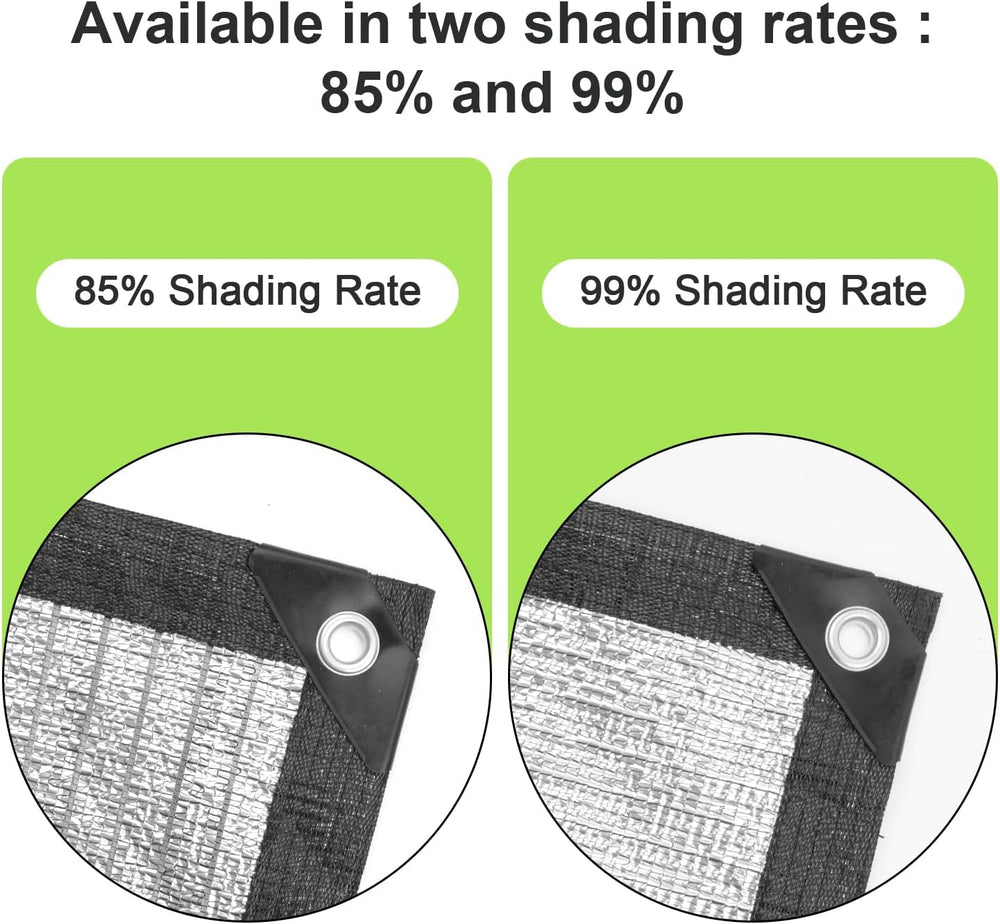 COOLBOYS 85% Aluminet Shade Cloth Reflective Tarp 8x20FT Silver for Garden