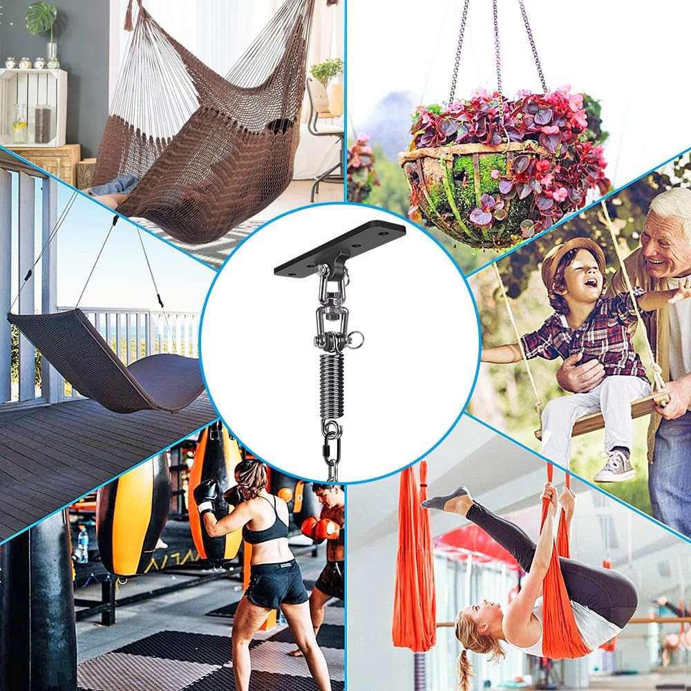 Hammock Chair Hanging Kit, Heavy Duty Swing Hanger with Spring and 39" C...