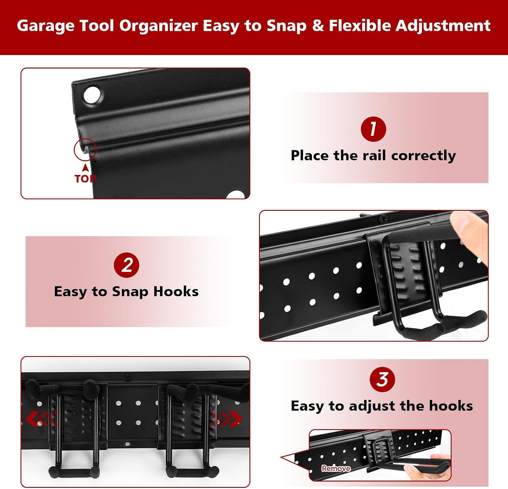 PTUNA 49.5"Garage Tool Organizer Wall Mount - 400 lbs Garden Tool Holder