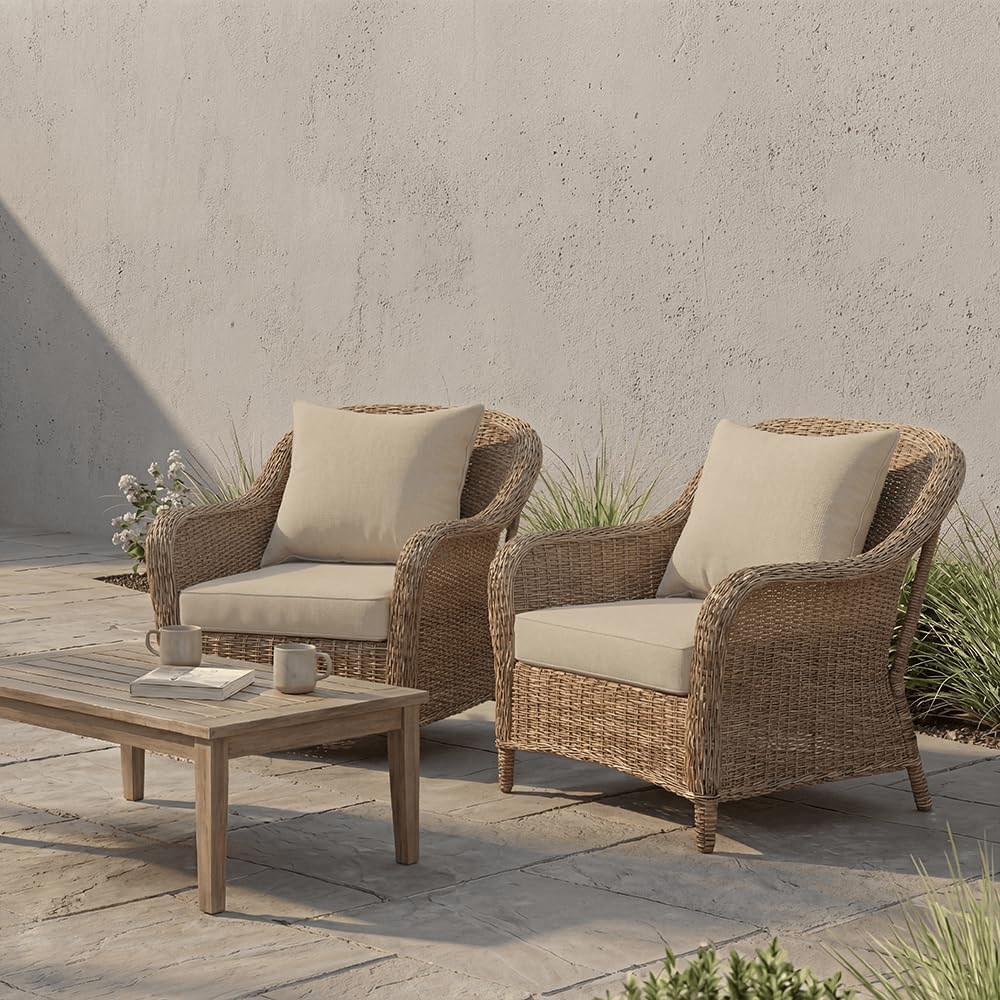 PatioGlow Outdoor Seat Cushion Set, 22" x 22" x 3.5", Set of 2...