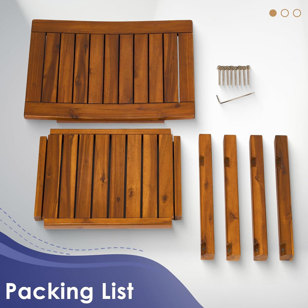 Upolana 20" Teak Shower Bench with Storage Shelf, Indoor & Outdoor Use