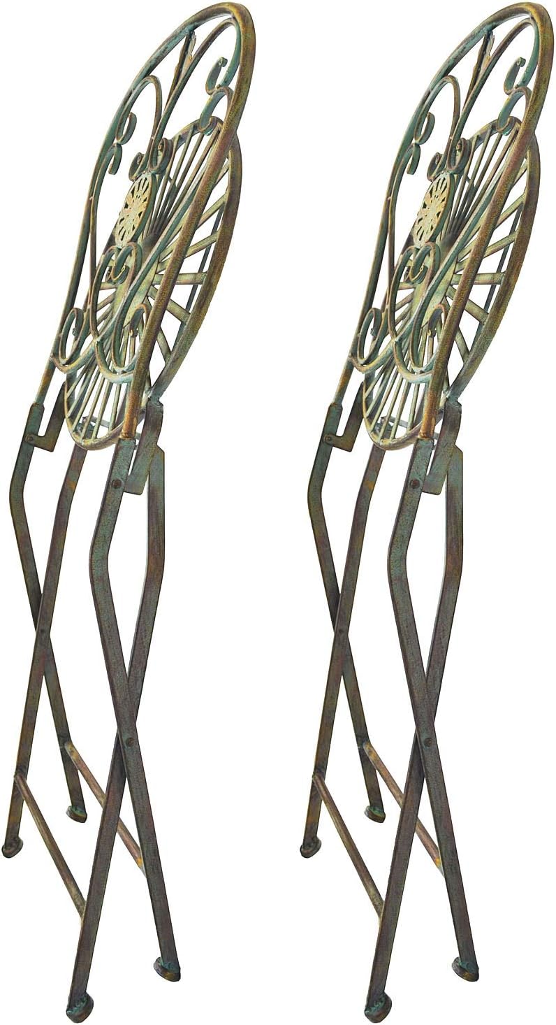 Westcharm Folding Metal Bistro Set w/Scrolling Heart & Peacock Tail Motif...