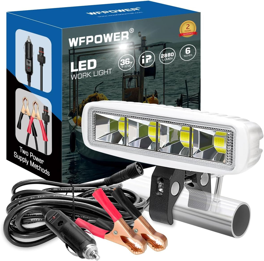 WFPOWER Clamp on Boat Spotlights, Flexible LED Spreader Marine Spotlights Wat...