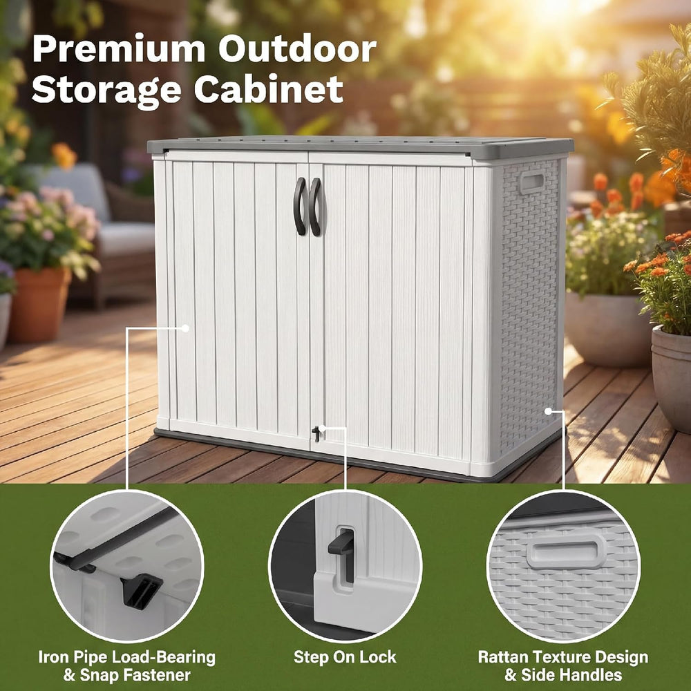 Patiowell 26 Cu.ft Plastic Outdoor Storage Cabinet, Lockable Waterproof Horiz...