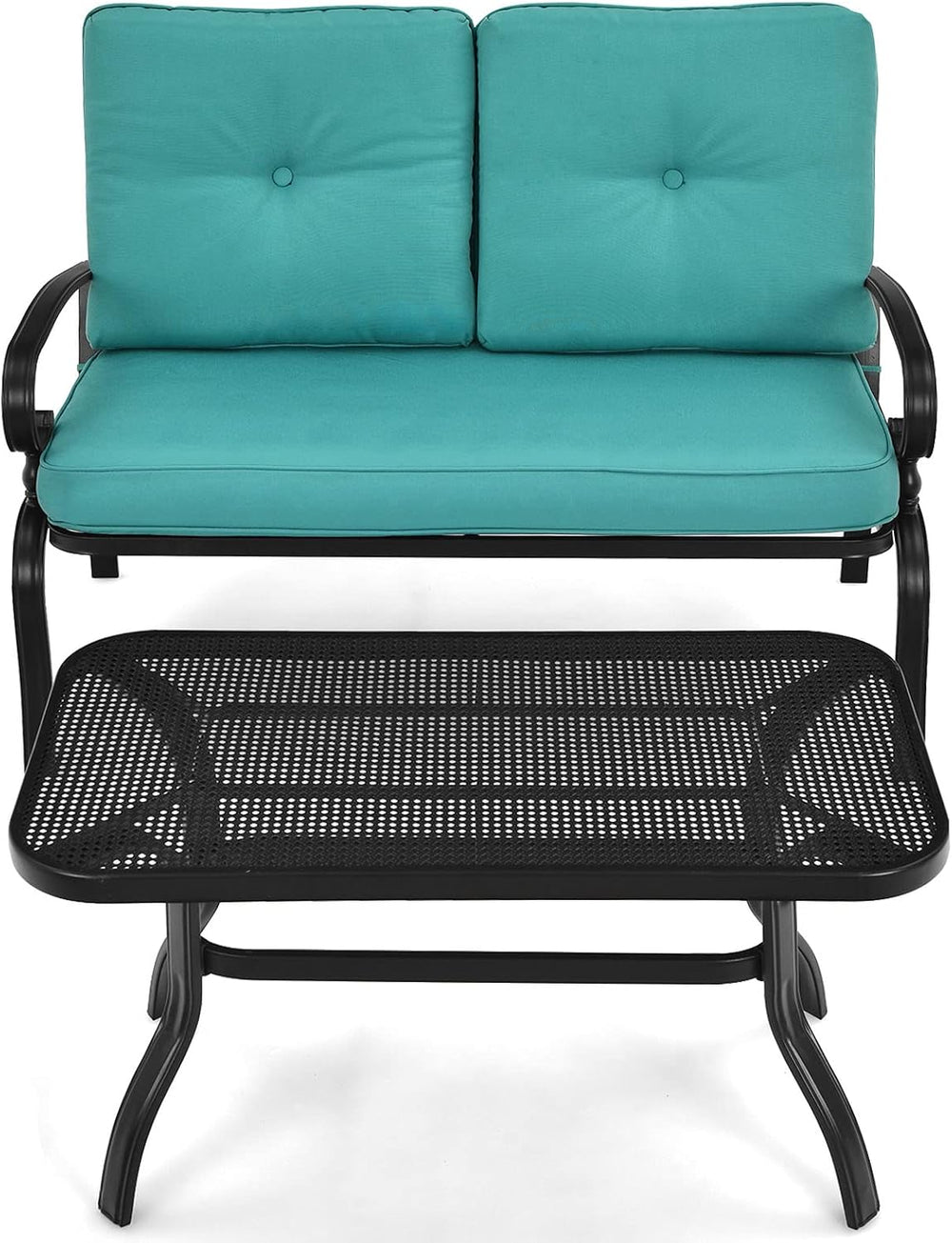 Tangkula Patio Loveseat with Table Set, 2 Seat Cushioned Sofa with Coffee Tab...