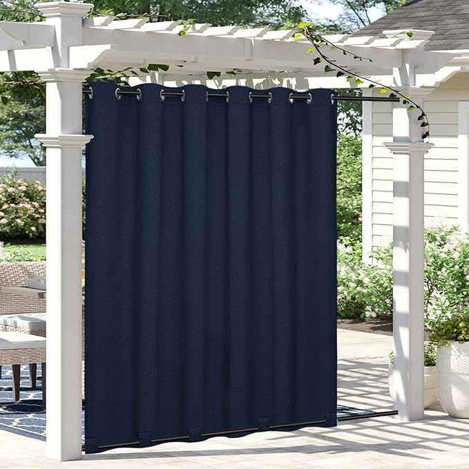 Easy-Going Linen Look Outdoor Curtains Waterproof Windproof Porch Curtains, S...