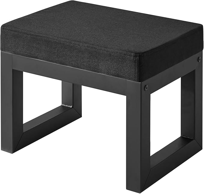IBUYKE 16 Inch Small Foot Stool Ottoman, Rectangle Linen Foot Rest with Padde...