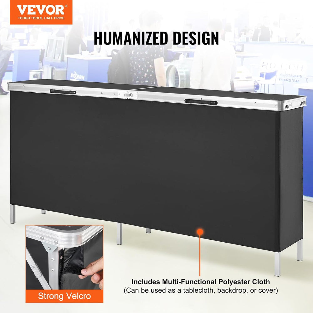 VEVOR Extra Long Folding Portable Bar Tradeshow Podium Table for Indoor, Outd...