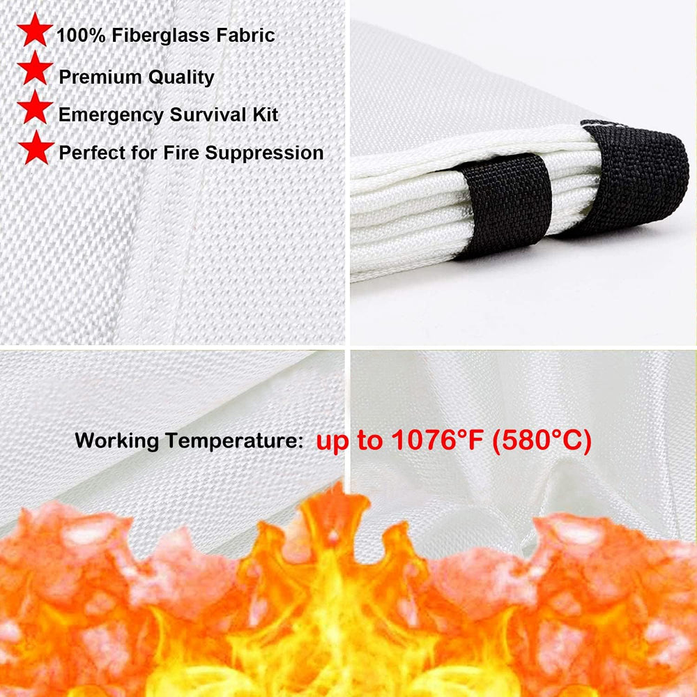 TONYKO Fiberglass Fire Blanket for Emergency Surival, Flame Retardant Protect...