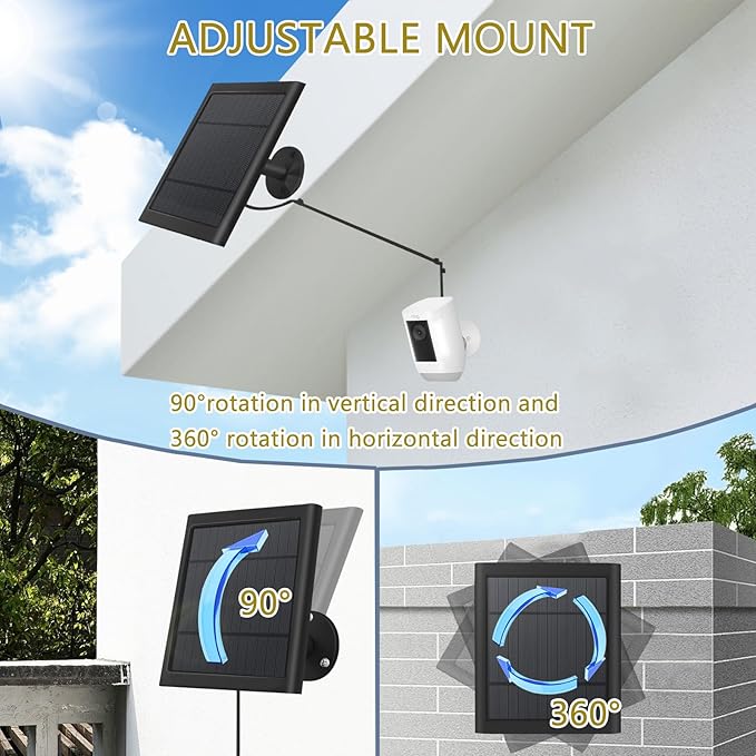 2 Pack - Solar Panel for Ring Security Camera Spotlight Cam Plus/Pro(Battery)...