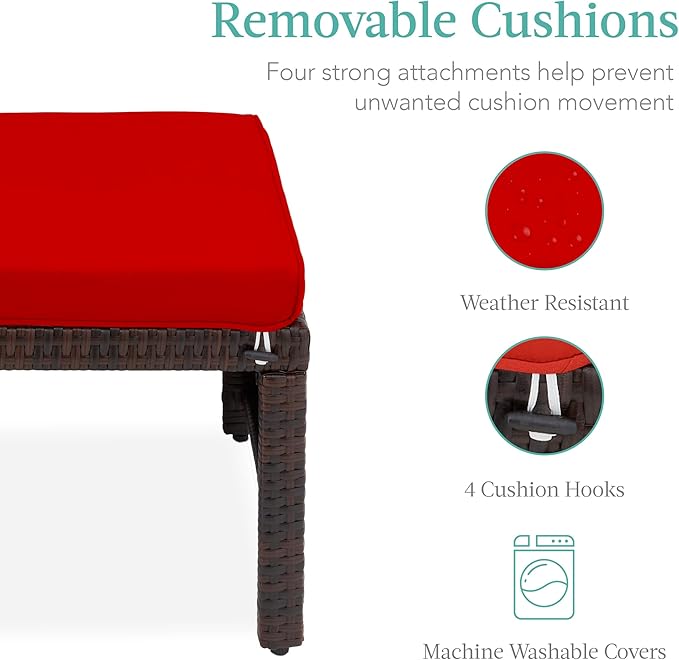 Best Choice Products Set of 2 Wicker Ottomans, Multipurpose Outdoor Furniture...
