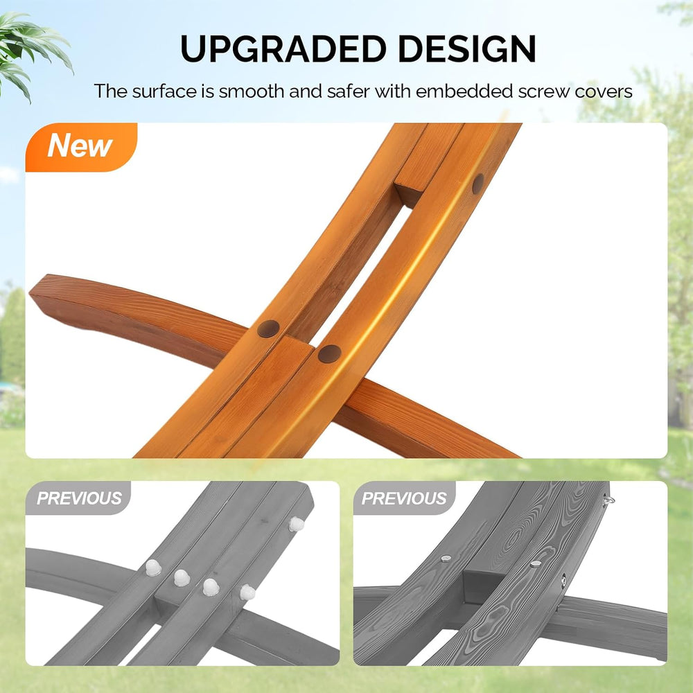 Hammock Wood Arc Stand with Double Hammock, Hammock with Stand for Outside, N...