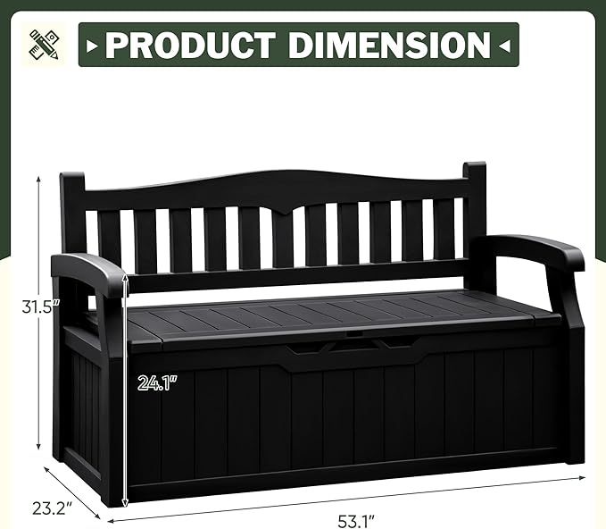 Flamaker 80 Gallon Storage Bench Outdoor Indoor, Durable All-Weather Seating ...