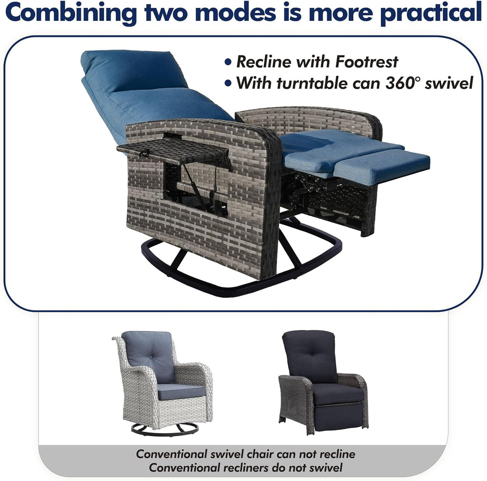 ZZW Outdoor Recliner Chair Set of 2, Wicker Patio Recliners with Adjustable B...