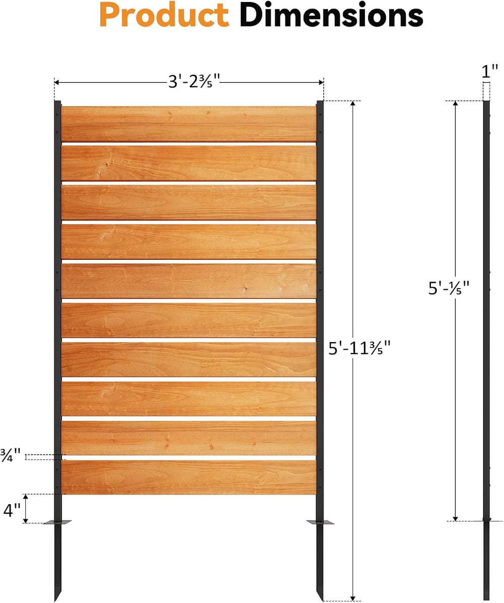 Modern Shade 5x3 Privacy Fence Panels, Cedar Wood Privacy Screen for Patio