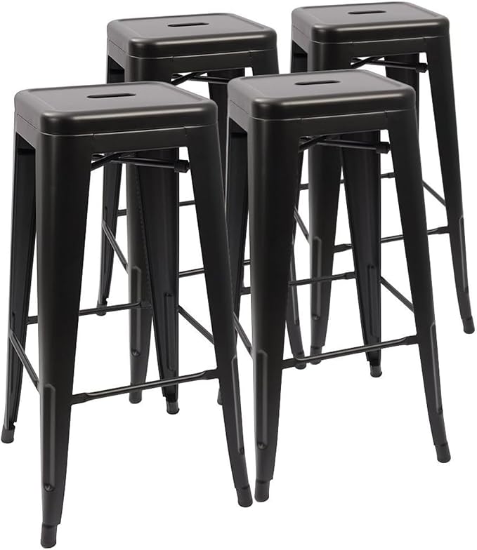 Devoko Metal Bar Stools 30" Indoor Outdoor Stackable Barstools Modern St...