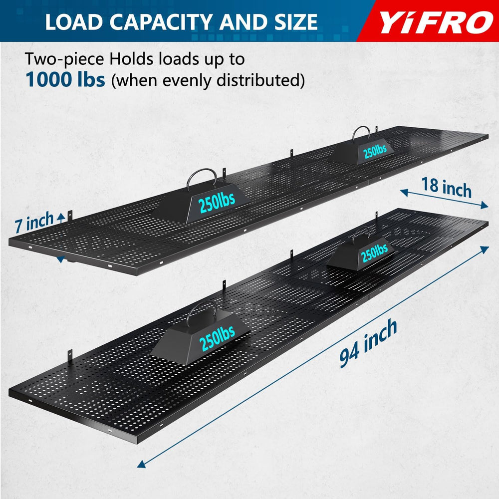 4-Pack 1.5x4ft Heavy Duty Garage Wall Shelving, 1000 lbs Load Capacity, Garag...