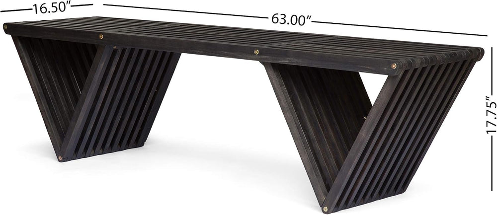 Christopher Knight Home Esme Outdoor Acacia Wood Bench, Dark Gray Finish