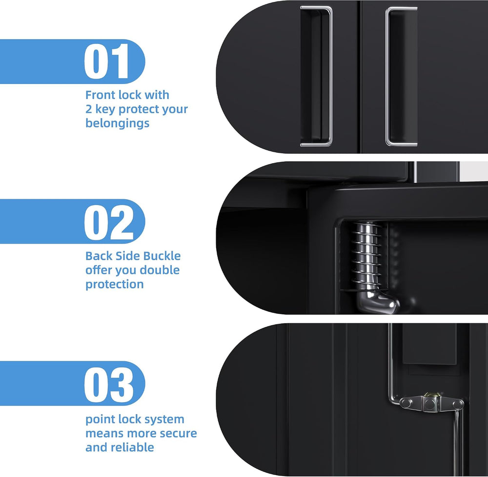 24" W Slim Metal Garage Storage Cabinet, Black