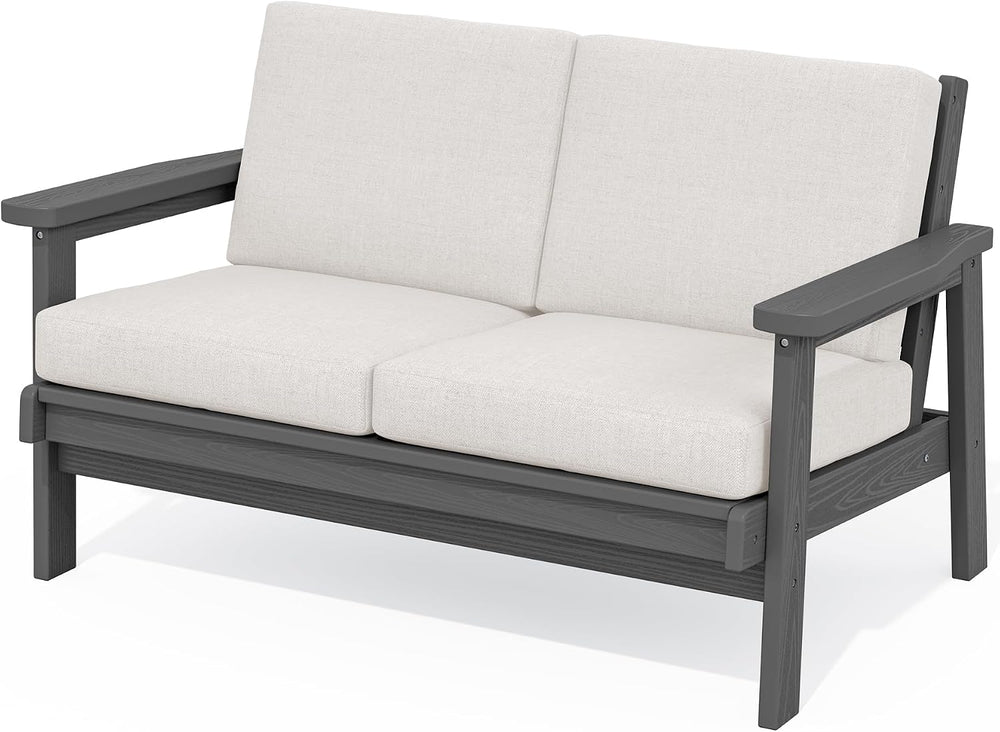 SERWALL HDPE Outdoor Loveseat, All Weather Patio Furniture Set