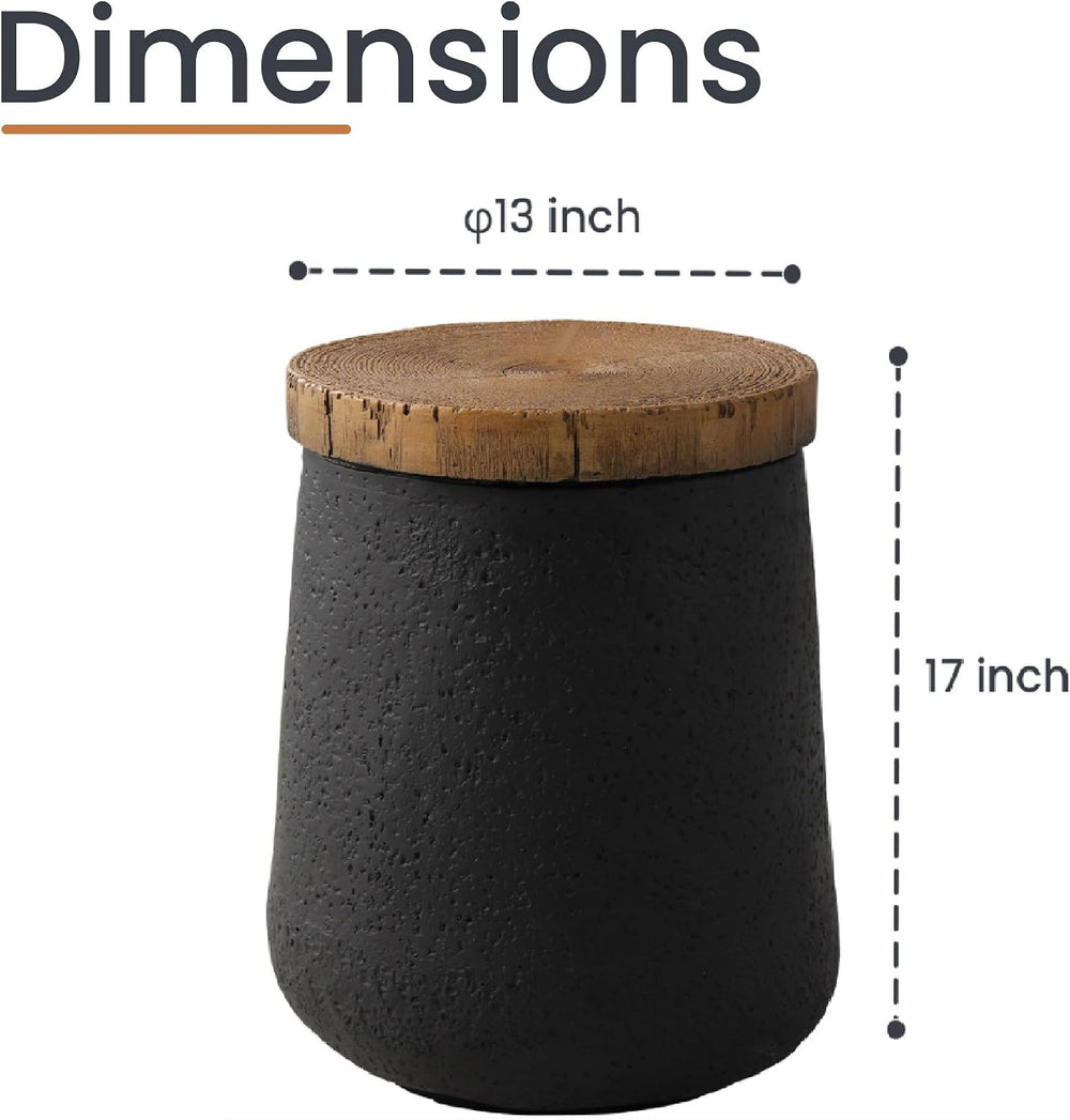 HOMPUS Concrete Outdoor Side Table Sets of 2, 2 Pieces Cylinder Shaped