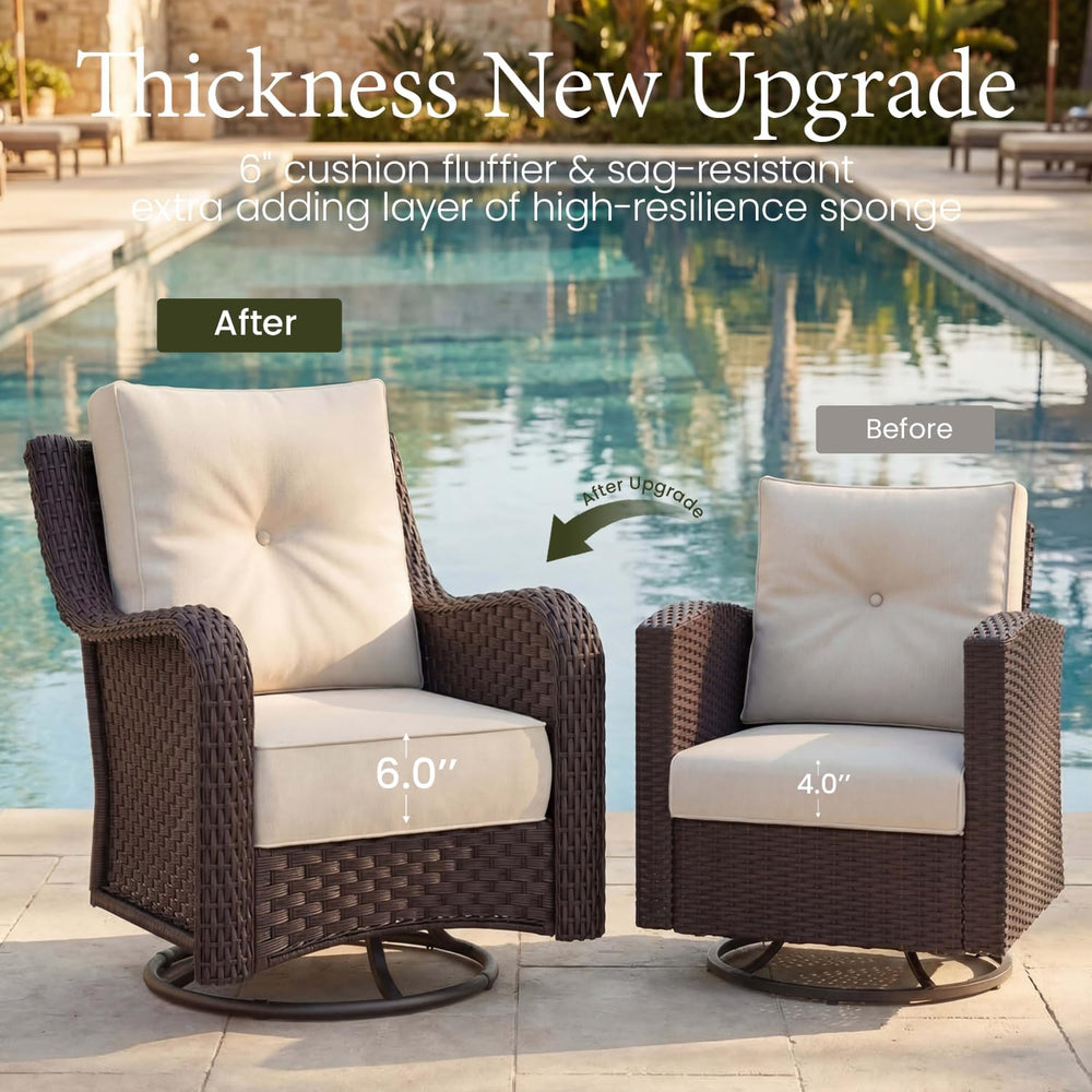 LayinSun 10 Piece Wicker Outdoor Furniture Set with 6-inch Comfy Cushions