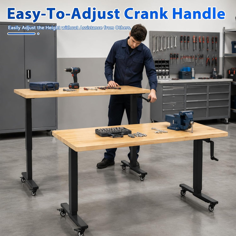 Work Benches for Garage,1000 LBS,Folding Crank Handle,Easy to Install