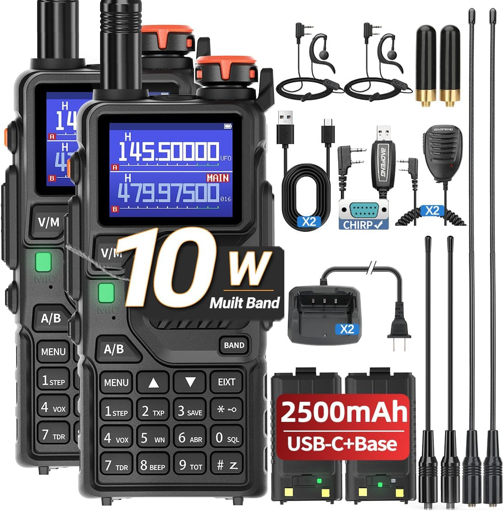 BAOFENG K5Plus Ham Radio 10W Long Range Handheld Rechargeable Walkie Talkies ...