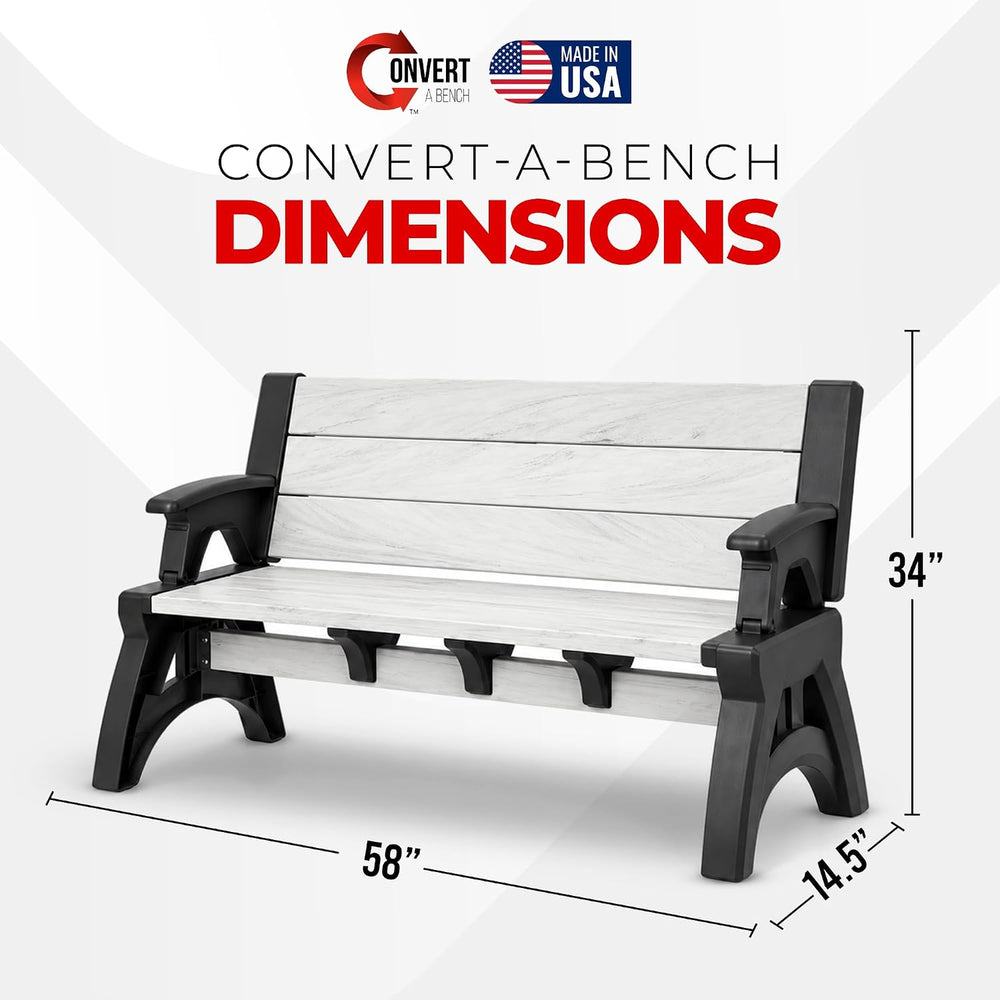 Convert-a-Bench 2-in-1 Outdoor Bench & Folding Picnic Table, Convertible