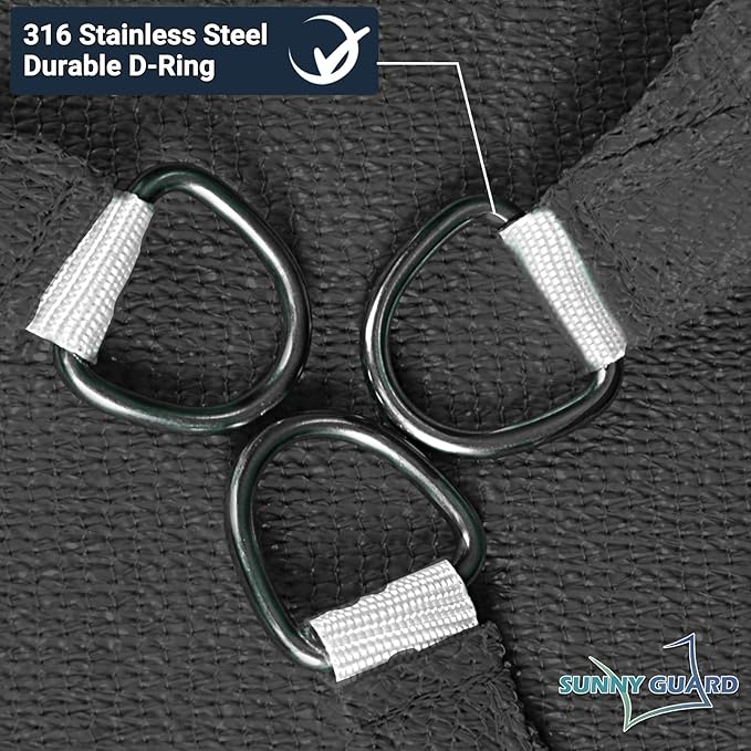 SUNNY GUARD Sun Shade Sail 20' X 26' Rectangle Graphite Grey UV Block...